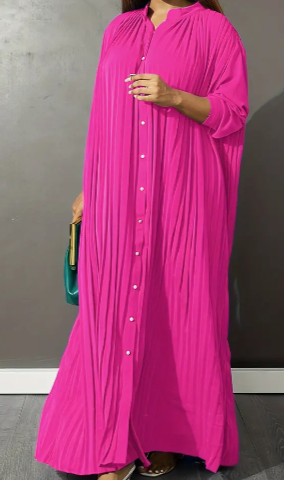 PLUS SIZE Pleated Button Down Maxi