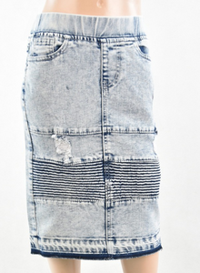 B-Girl Girls Denim Elastic Waistband Pencil Skirt