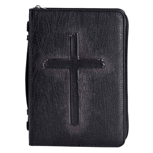 White Dove Bible Case Vintage Cross Black Large