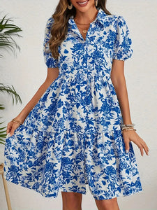 Floral Ruffle Button Down Midi Dress