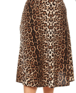 Leopard High Waisted Midi Skirt