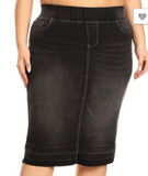 Denim Calf Length Pencil Skirt (PLUS)