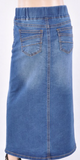 B-Girl Girls Elastic Waistband Long Denim Skirt