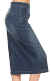 Denim Calf Length Skirt (S-XL)