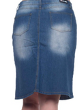 Patched Denim Skirt (2X-3X)